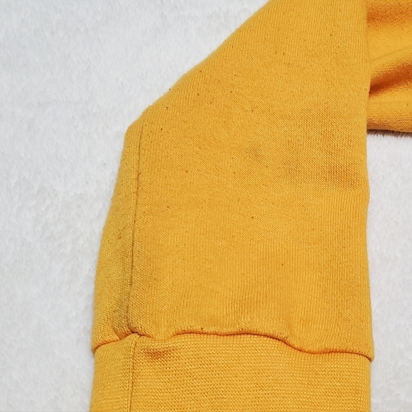 VINTAGE 90s-Y2K Baby Phat Mustard Yellow Gold Spell Out Off-Shoulder Jumpsuit M - Picture 6 of 16